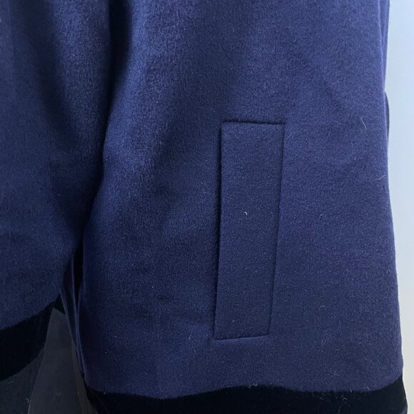 Forecaster Women’s Navy Wool Hooded Coat With Velvet Trim Warm Outerwear Sz 12 - Picture 7 of 10